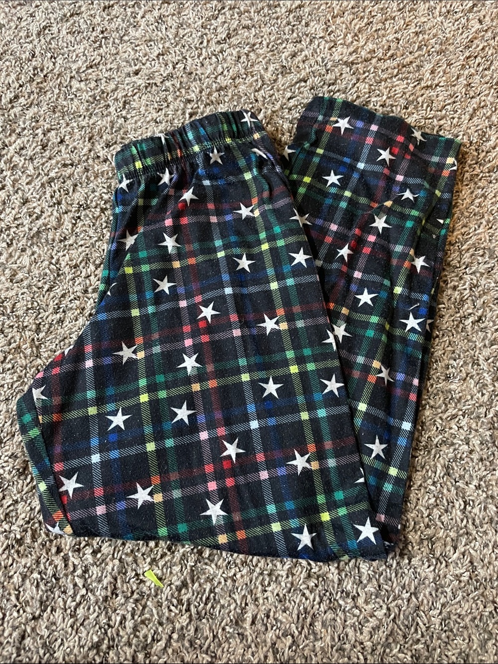 Cat & Jack Black Plaid Star Kids Pajama Bottoms with Multicolor Lines